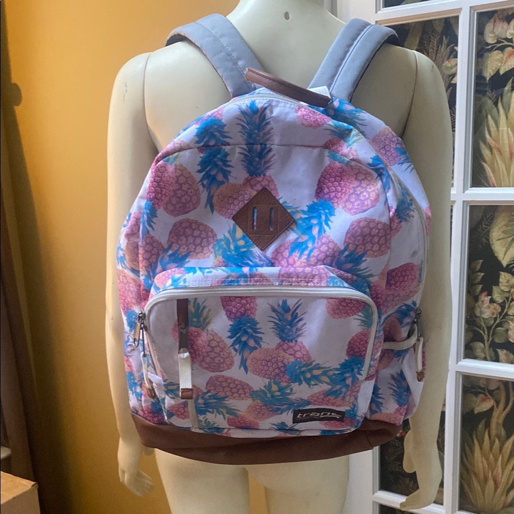 trans by JANSPORT Pineapples large back pack Pink, Blue, Grey, White
